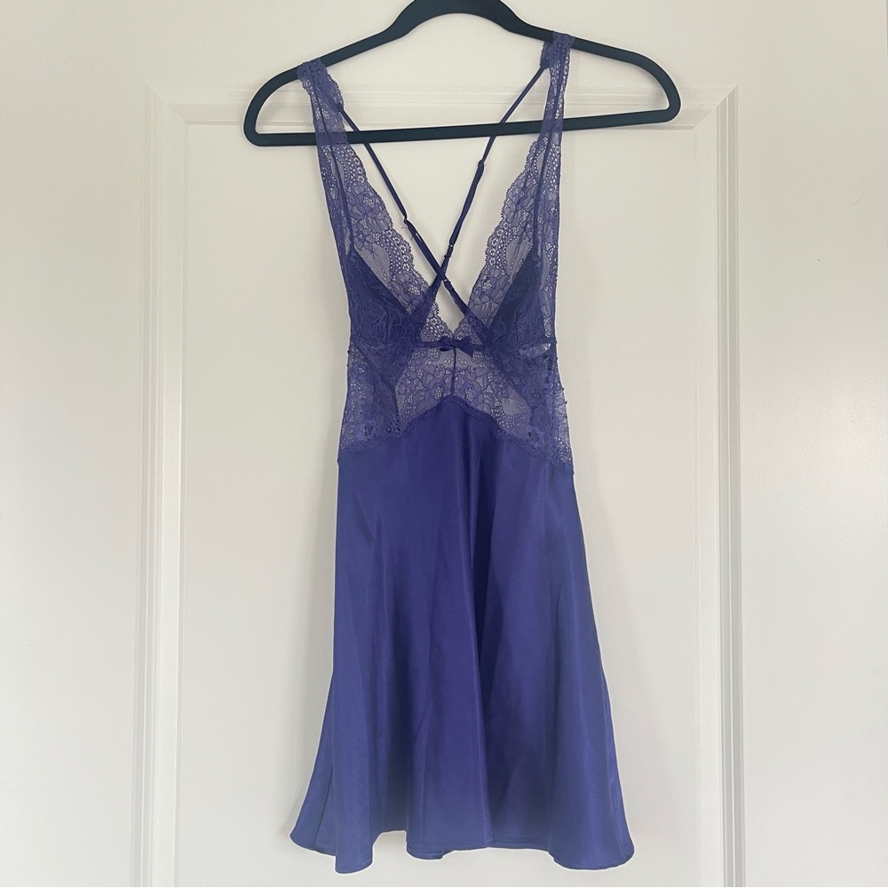 Victoria's Secret Purple Lace Satin Chemise